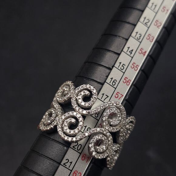Sterling Silver Swirl CZ Ring Size 9 925 GM CZ - Picture 4 of 10